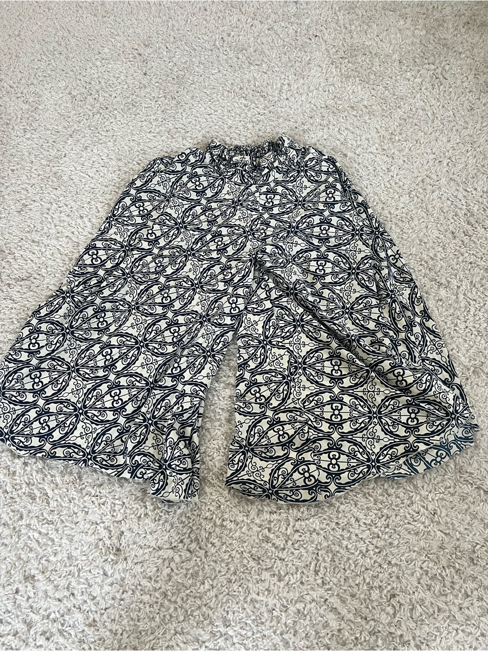 Wide Leg Printed Women’s Pants - Black & White